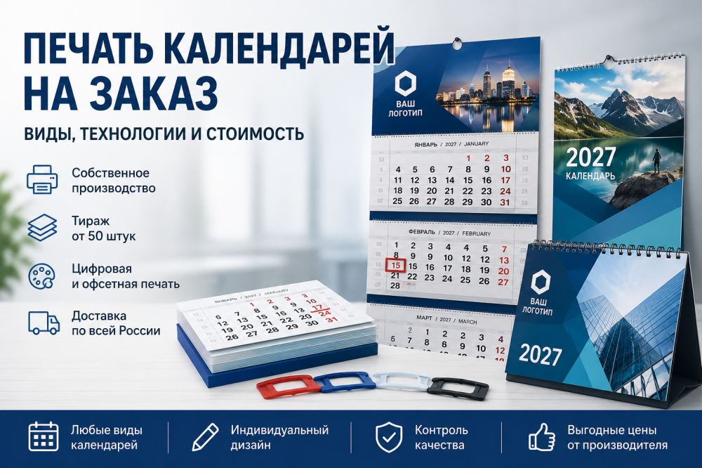Печать календарей на заказ: виды, технологии и стоимость